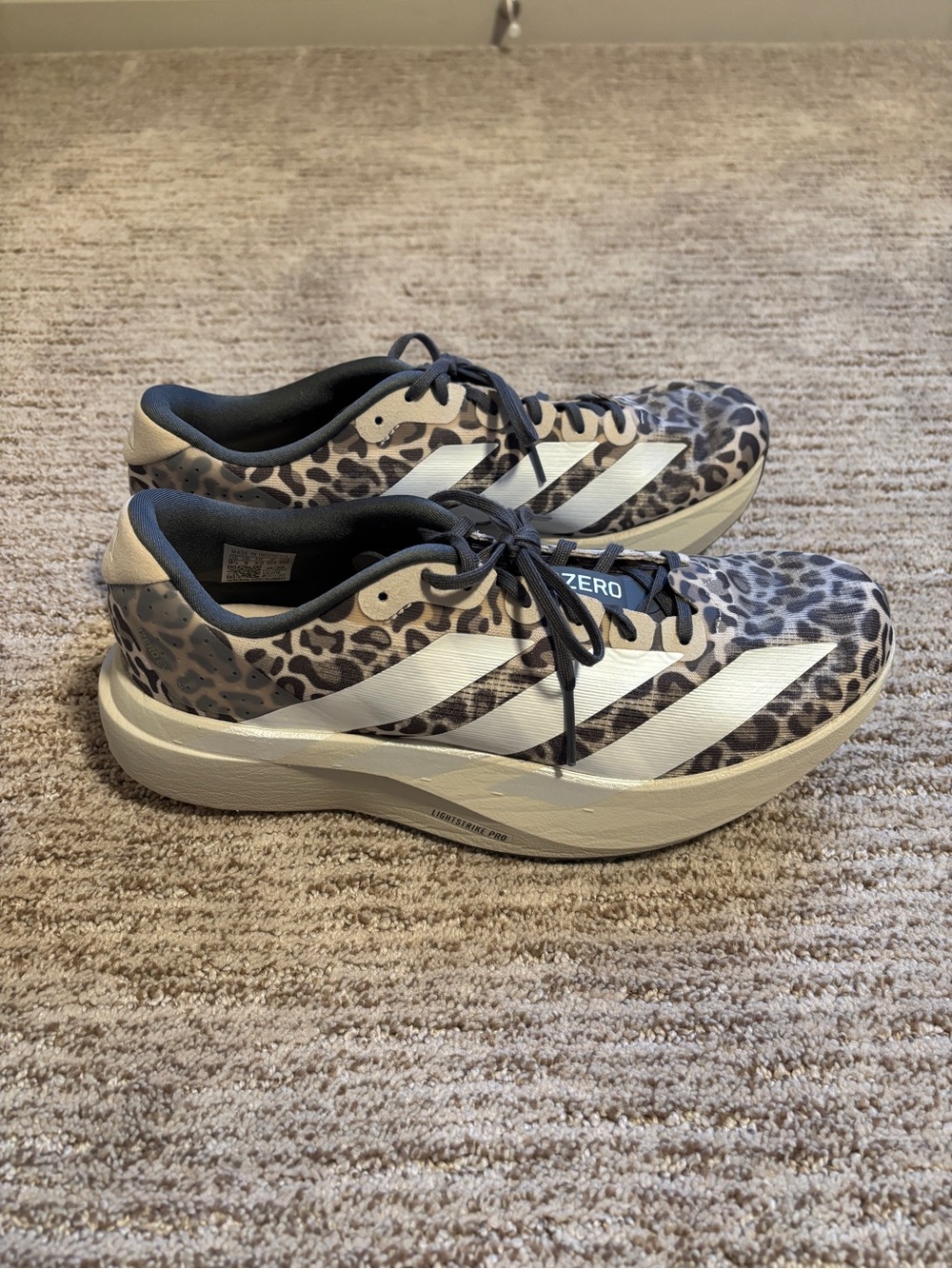 Adidas Adizero EVO SL leopard print running shoes